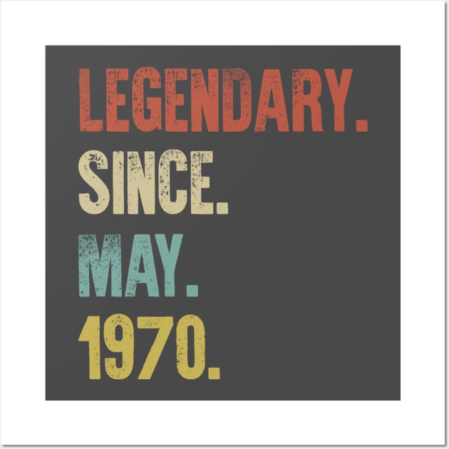 Retro Vintage 50th Birthday Legendary Since May 1970 Wall Art by DutchTees